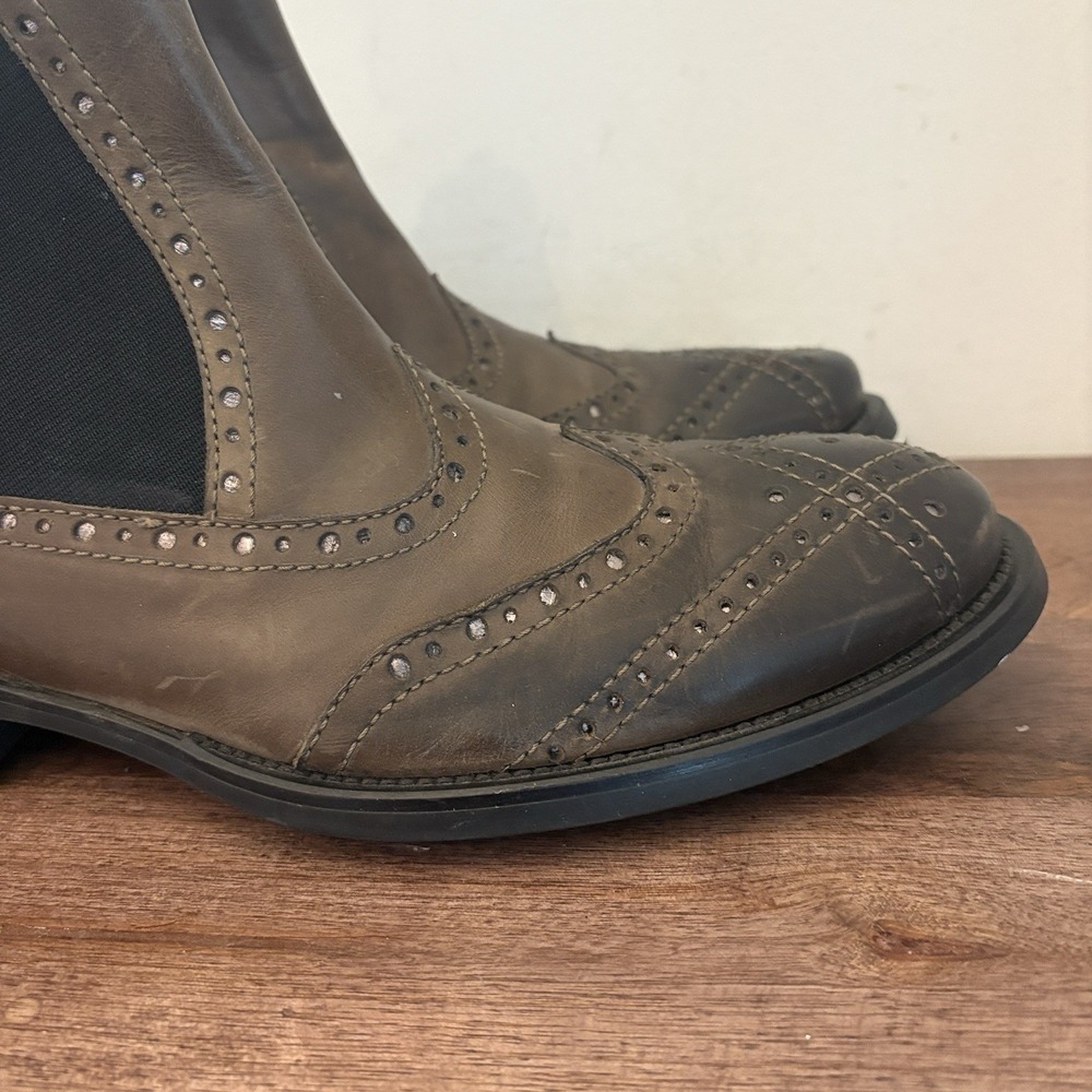 Donald Pliner Chelsea Boots Wingtip Brogue Brown Leather Western Men's Size 10 - Picture 7 of 13